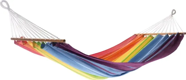MISS BRASIL hammock with wooden spreader bar - rainbow by Jobek - Germany JO-25375-OLD color multicouleur