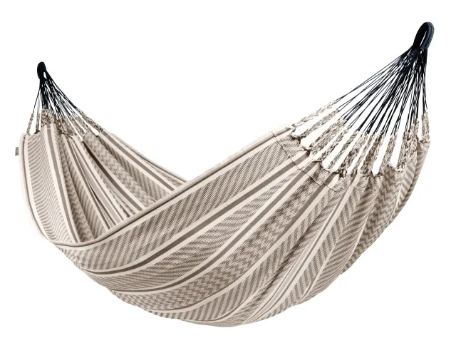 Flora Zebra - Hamac double en coton biologique, noir et blanc à motifs by LaSiesta LS-FLH16-19 color gris / argent