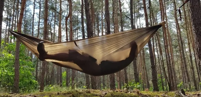 Ultralight hammock dark green including suspension by Bushmen BU-1ULHAZENDO color green