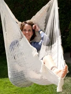 Fauteuil suspendu mexicain en filet résistant aux intempéries Deluxe nature blanc by MacaMex MA-10130 color nature / beige