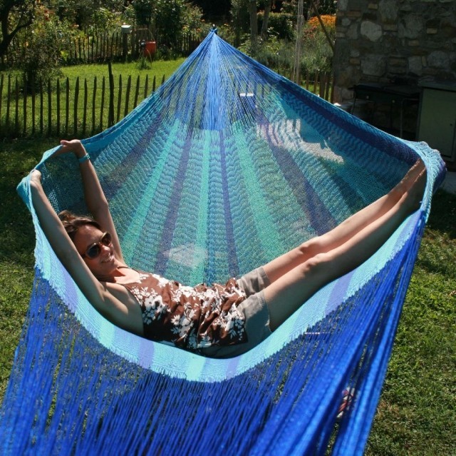 Hamac mexicain en filet - Family Caribe plus by MacaMex MA-00247 color bleu